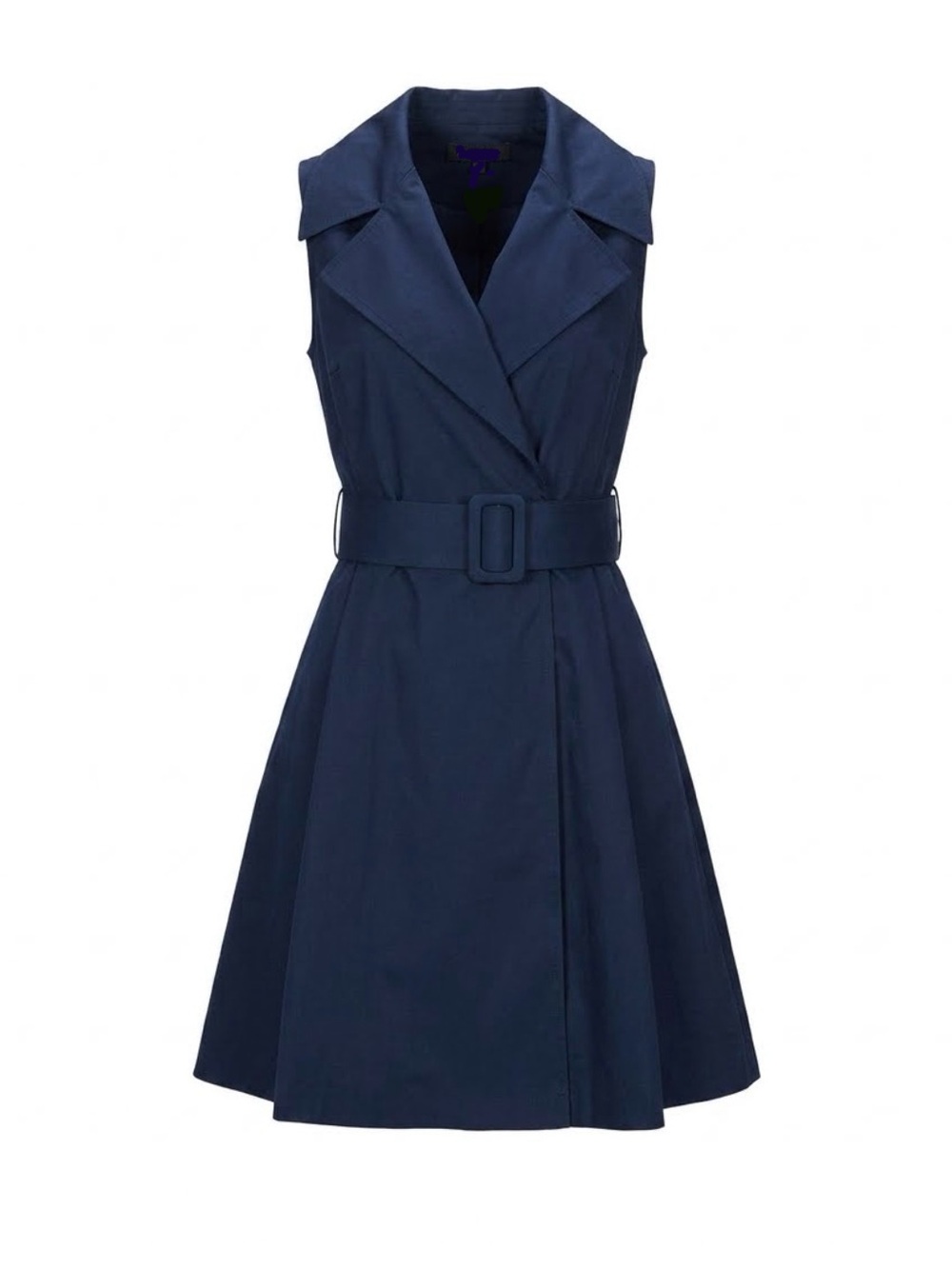 Navy Mariella Rosati Dress Cotton Sz L Belted Wrap Style Made In Italy